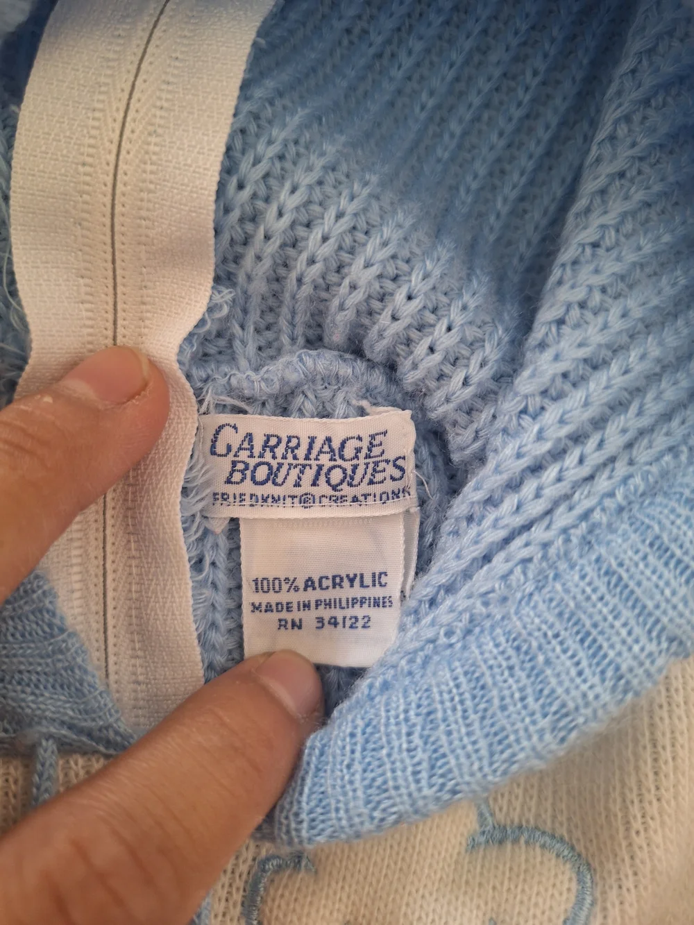 Carriage Boutique Blue and White Kids Matching Knit Set
